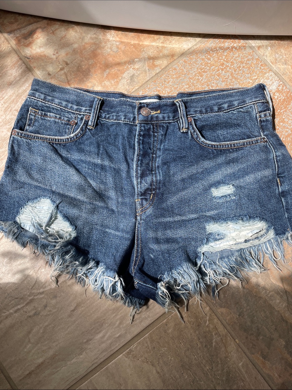 Free People NWOT Distressed Denim cutoff High-Rise Women’s Shorts - Blue